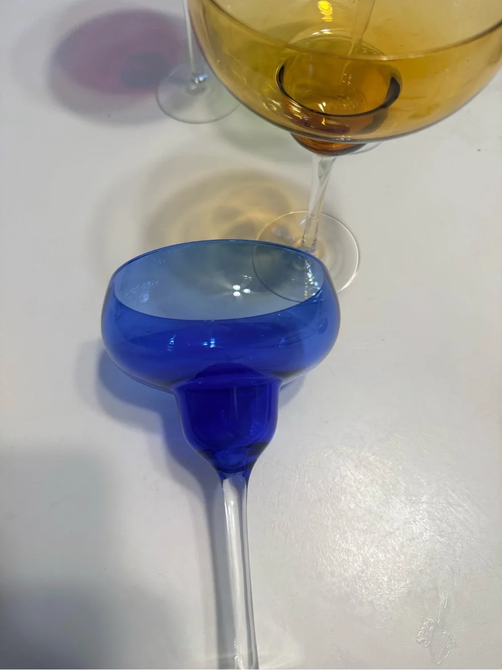 Multi Color Margarita/Martini Drink Glasses set of 4 long stem